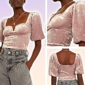URBAN OUTFITTERS Velvet Puff Sleeve Bustier Blouse Sz XS